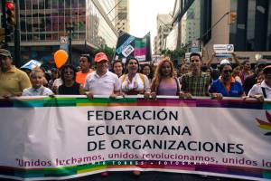 Marcha del Orgullo y Diversidad Sexual 2016 encabezada por la Federación de organizaciones LGBTI Diane Rodriguez y Marcela Aguinaga  y Jorge Velez (1)