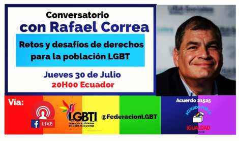 Población LGBT conversa con el ex presidente Econ. Rafael Correa Delgado - federación ecuatoriana de organizaciones LGBT y Asociación Silueta X